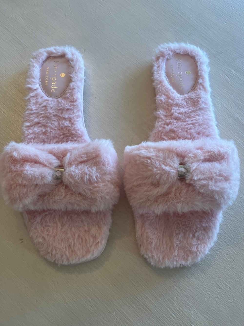 kate spade ladies Plush Bow Slide slipper in Light Pink - Picture 2 of 5